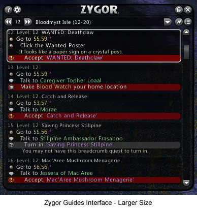 Zygor Guides Interface - Larger Size